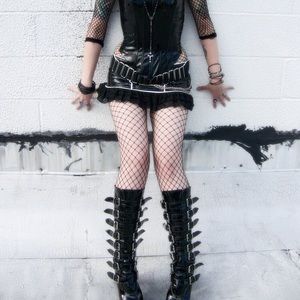Demonia Goth Shiny Vinyl Buckled Black Boots